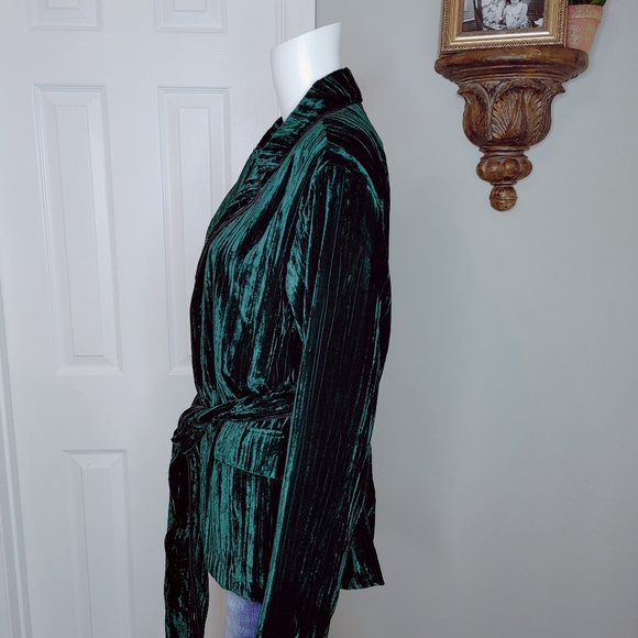 LUCY PARIS PETRA CRUSHED VELVET BLAZER, GREEN L - Picture 12 of 15